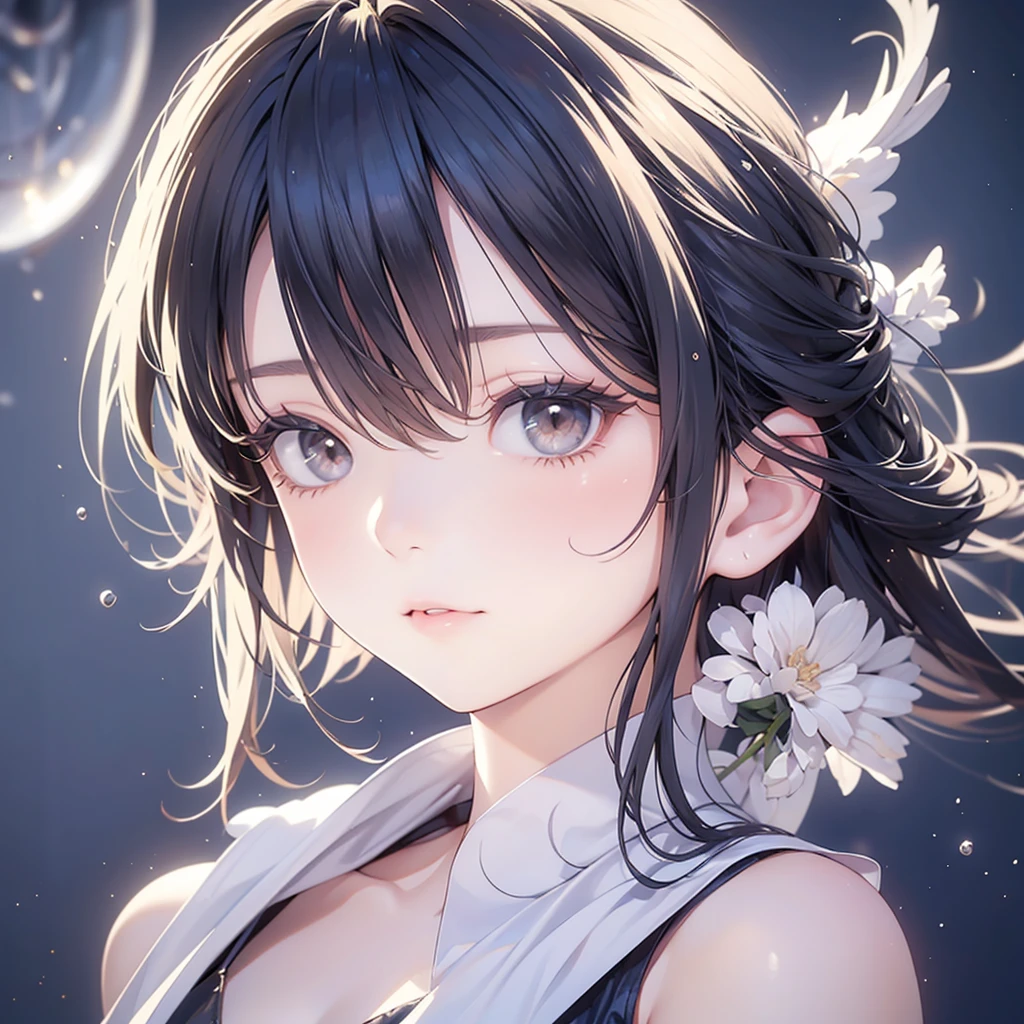 flowing dark haired girl,Silence,fantasy, Calm,The voice of the voice of the,orange and silver light background,future.Swaying,Close-up front view、dream, jump



