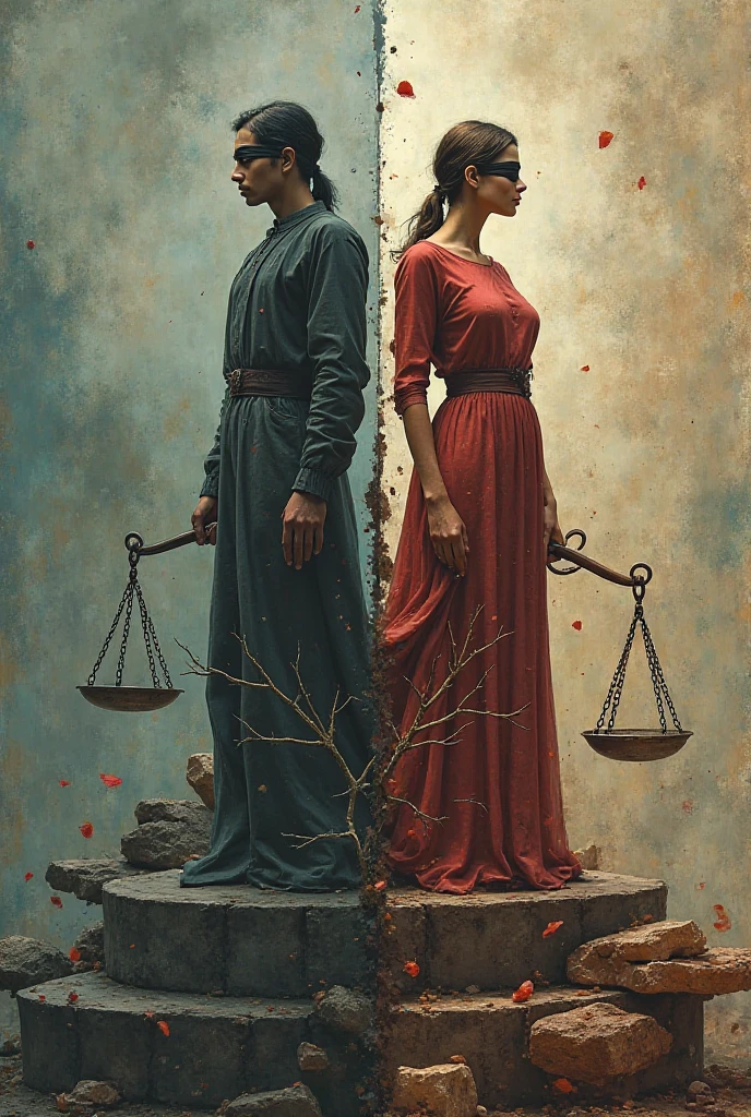 A picture divided in half, reflecting the difference between justice and equality or lack thereof