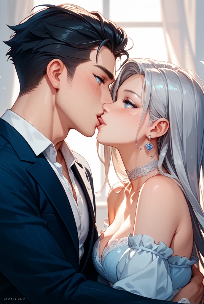 A girl kiss her husband