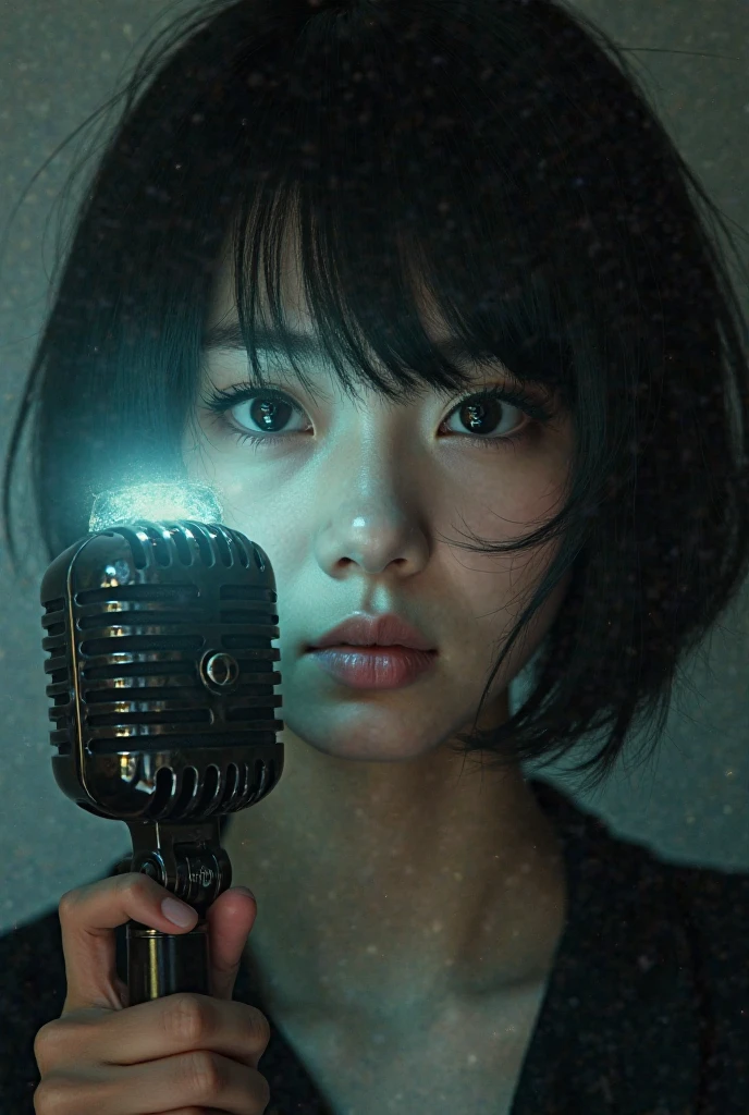 1 girl,  Hair, shortcut, Had a long microphone
 adult woman、Japanese、Hypnosis microphone style