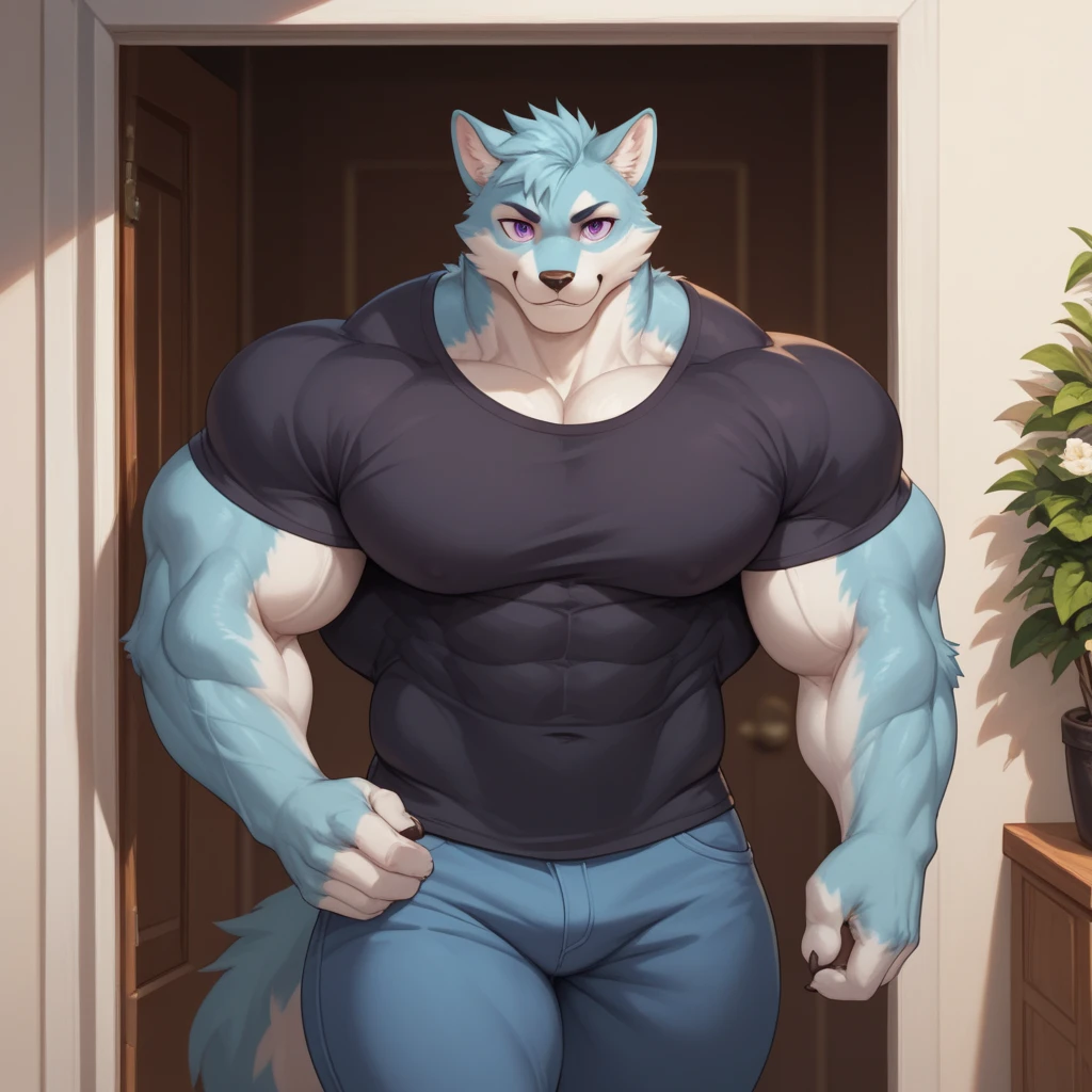 there is a man that is standing in a room with a remote, taken in the early 2020s, big shoulders, flexing, profile pic, thicc, thick neck, fluffy chest, mid-shot of a hunky, flexing large muscles, centered shoulders up view, posing and flexing, wearing a low cut tanktop, very sweaty, big chest
