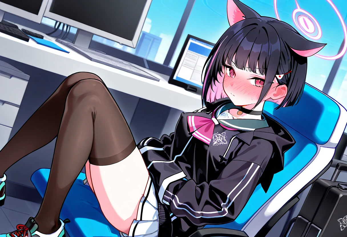(detailded), (((bat girl))), (((murcielago))), big ass, grey skinned, black wavy hair, ((mini-skirt)), (((pink pussy dripping))), (((Freckles on the face))), (((office worker suit))), maya stockings, ((at a park))