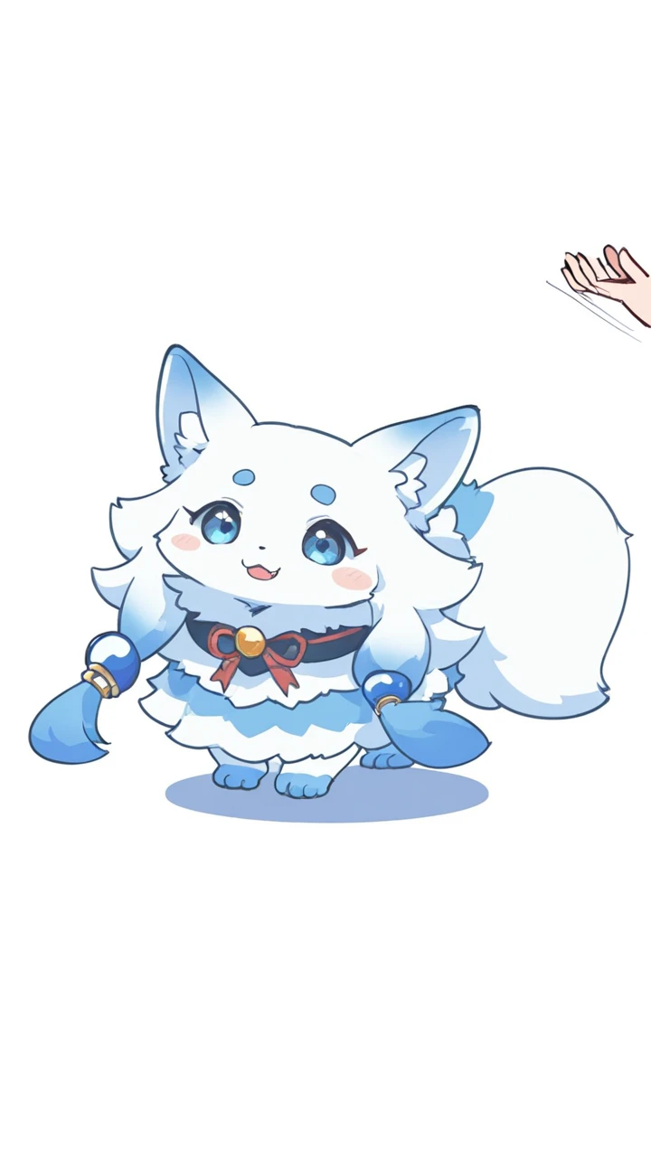 anime drawing of a white cat with blue eyes and a white tail, fursona commission, fursona furry art commission, fullbody commission for, full body adoptable, female furry mini cute style, commission on furaffinity, ear floof, fluffy body, chibi, plushie, furry fursona, female fursona, white - haired fox, cute character, furry character