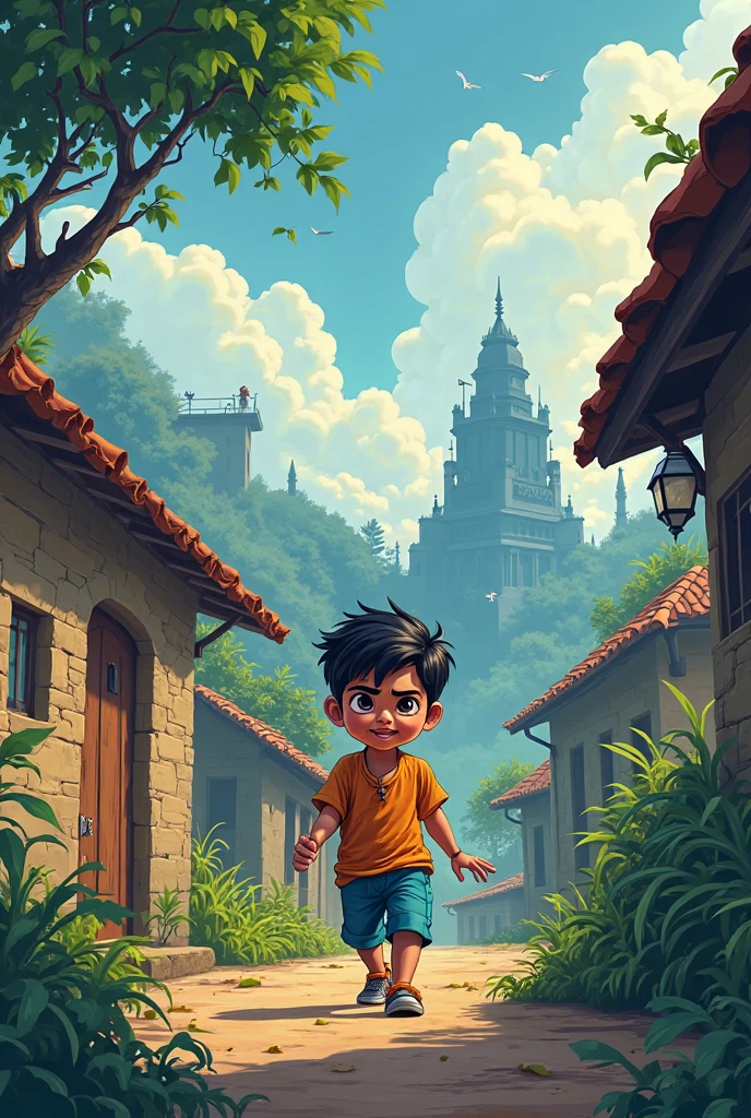 But  Aarav wasn’t afraid of ghost stories. In fact, he loved them. When his family moved into the village, and he heard about Shanti Bhavan, he didn’t run — he got curious.
cartoon image