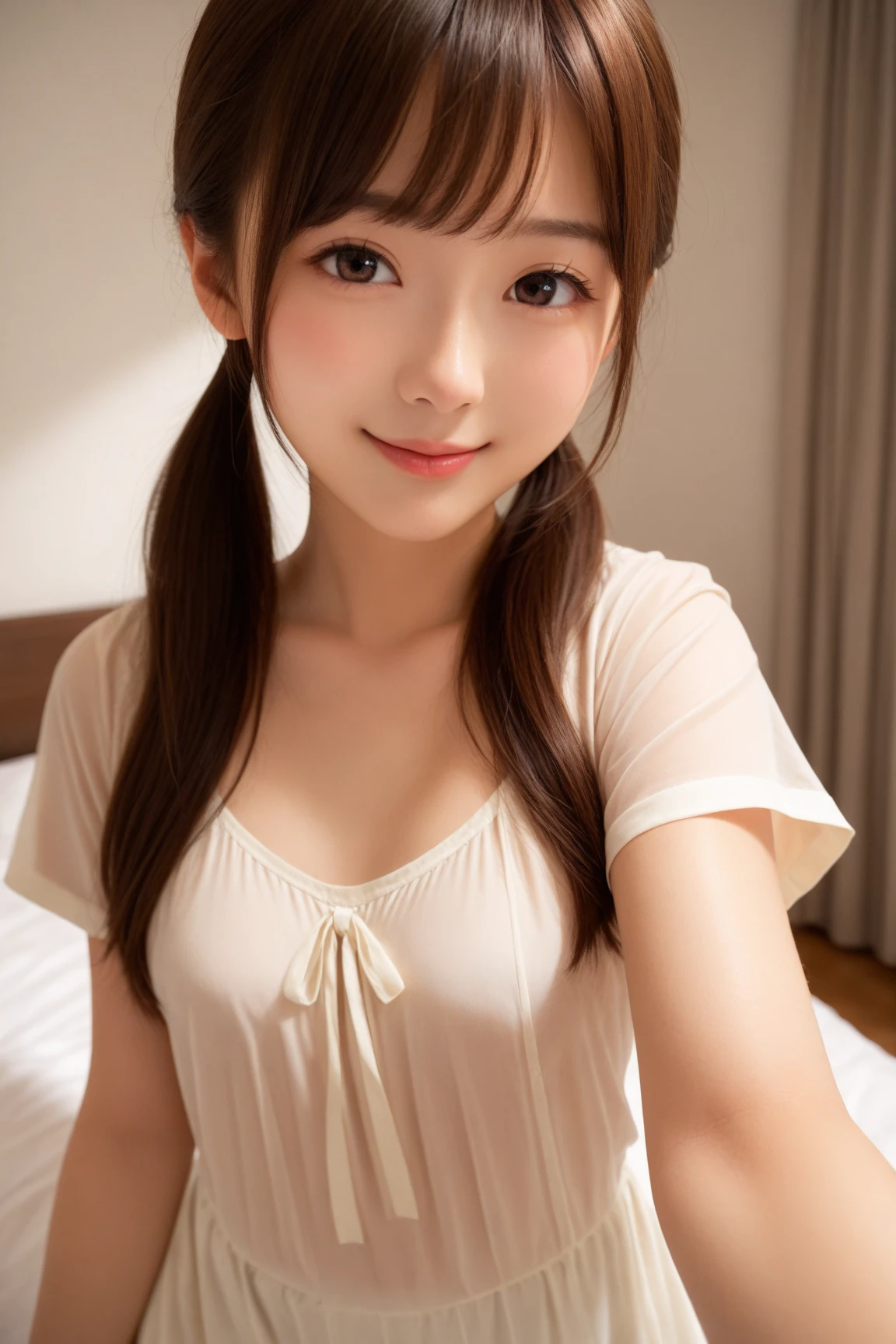 (high-definition CG unified 8K wallpapers)、(masterpiece)、(Top image quality)、(ultra-definition)、(Best Illustration)、(The best shadow)、(Realism:1.4)、(PureFace_v1:0.5)、Real Human Skin、lensflare、(evening)、Back lighting、no-makeup、Many flowers、natural soft light、Hard Focus、Deep Focus、((non-blur))、(Gaze towards the viewer)、Shot from a low position、Knee shot、Beautiful navel、1人、(Under 10 奏、Sunburned skin、Petite and thin girl、Beautiful fingers in every detail、Glossy ordinary nails、thighs thin、(Very young Japan beautiful girl)、small nostrils、Healthy face、Soft lips、pale cherry colored lips、(rather thin eyebrows: 1.4)、shiny large black eyes、Chest flat、(flat-chest: 1.4)、(medium or semi-long black hair,:1.1)、(Beautiful girl with cute loli face:1.6)、eye、(The corners of the mouth rise:1.4)、((Raise your hands to expose your beautiful armpits))、Triangular sitting with open feet、facing front、1 thin chest camisole、(Tight sheer white camisole)、Short camisole、Skin shines through clothing、((light colored short spats that are thin and fairly tight:1.2))、Plump round face、Sky with beautiful details、shopping mall、(smile shy:1.8)、cheeks are reddened、Eyes for hollow details、Floating hair、large eyes that are symmetrical、Small protrusions、hair clips、Rat trail section、Inside the thigh、Hamstring、No face makeup、No shoulder-to-arm clothing、Cool colored outfits for summer
