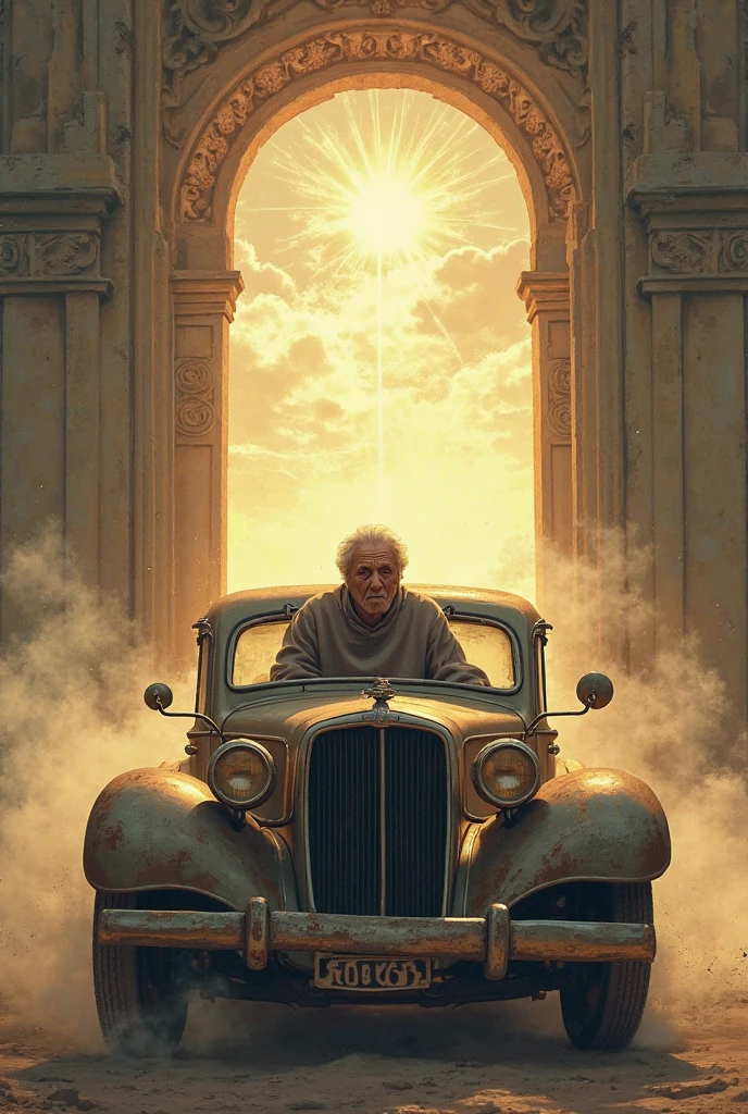 Passing through Heaven's Gate in an old car