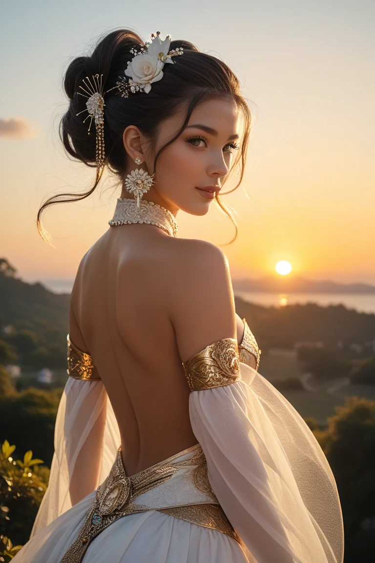 (32k:1.5, Highest quality, masterpiece, Ultra-high resolution), Professional camera work:1.6, Very detailedな肌と顔の質感:1.3, attractive肖像画, Very accurate, Very detailed, 1 adult female, ((Amazing night view from the rooftop:1.3, The moonlight at night illuminates my body)), (Satin Nightgown:0.7), Incredibly slim body, Fair skin, elegant, Expressions of sadness, (Big eyes that exude beautiful eroticism:0.8, A dreamy look:1.0, I love you with all my heart:0.8, Open your mouth a little, lipstick, Feel the beautiful eroticism:0.8), (Wet dark brown medium length hair), Candles, The chest is medium, Earrings, necklace, bracelet, Sensual sitting position, (romantic, dramatic, mysterious), Object of admiration, Artistic, Innovative, attractive, exciting, Extreme, clear, Heartful, Fancy, Tilt, ((Adult charm, Feminine charm, Hair blowing in the wind))
