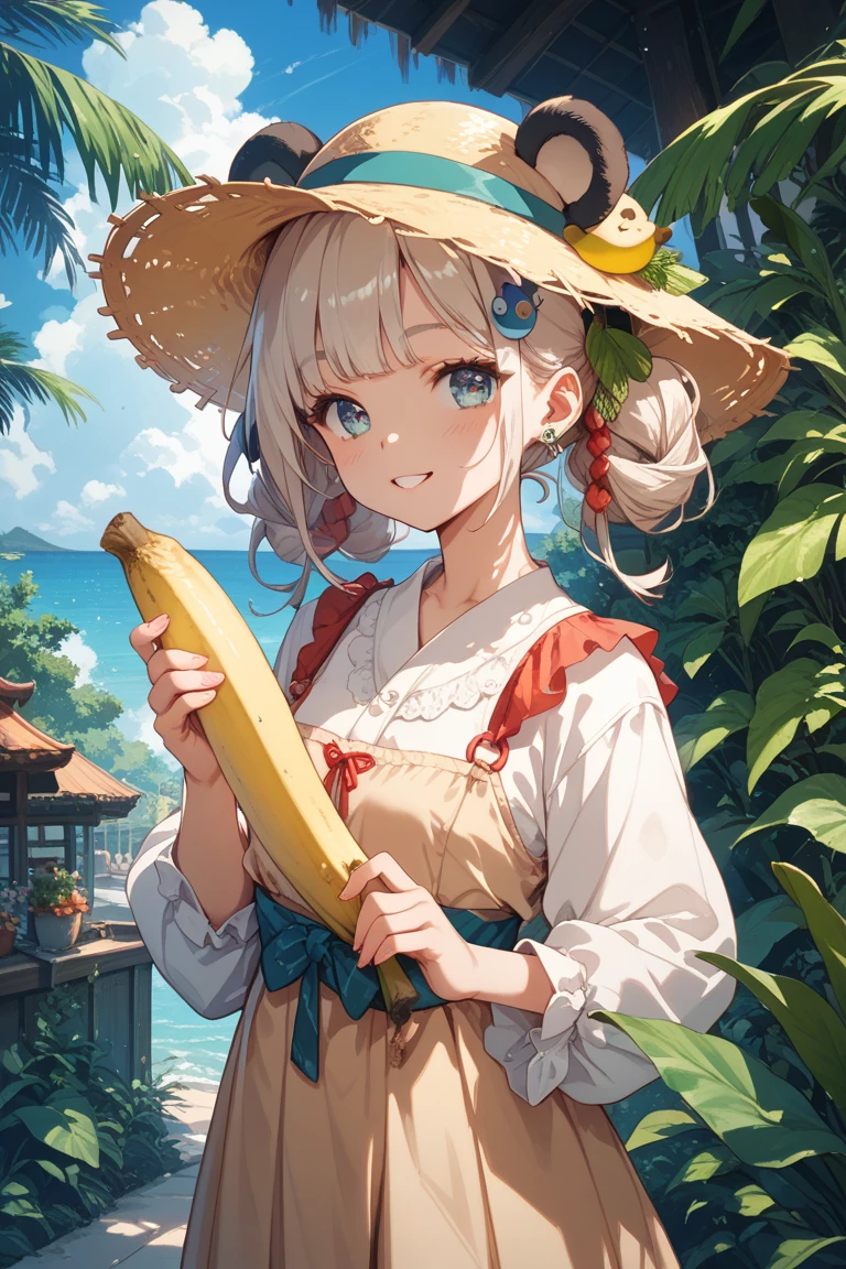 (masterpiece), 1girl, growing magic beans, high banana trees <lora:zs_Hikari:1>