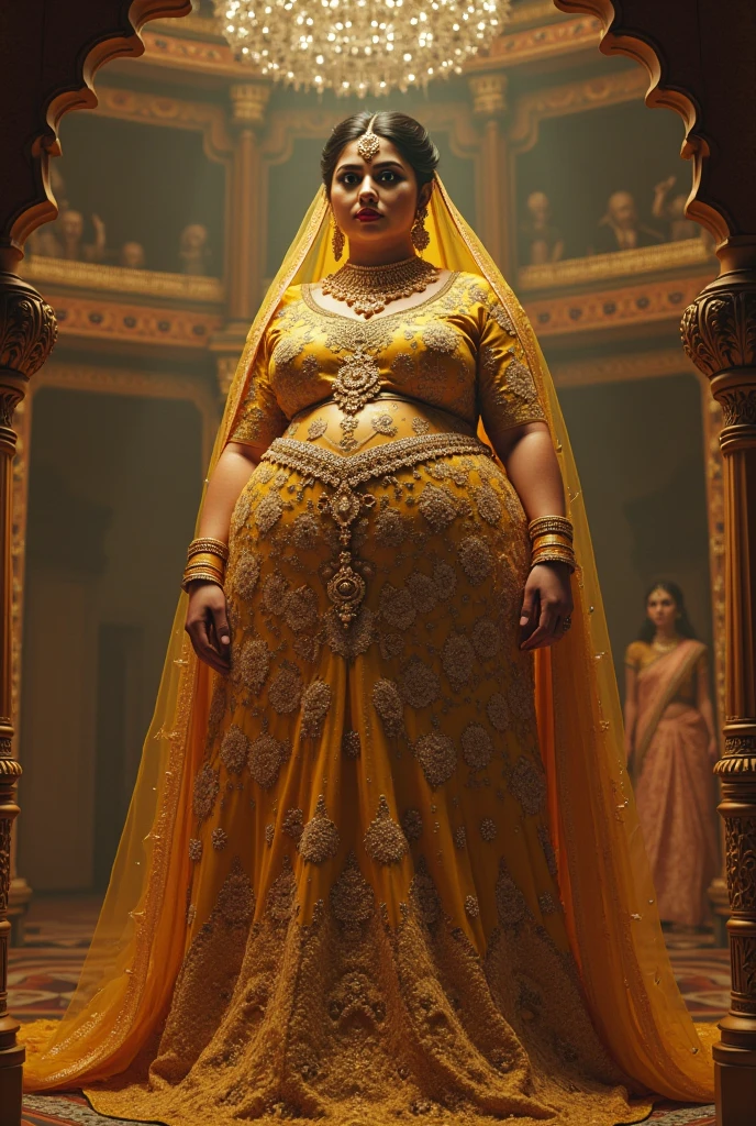 Make the overweight queen of the fair and her blue pants