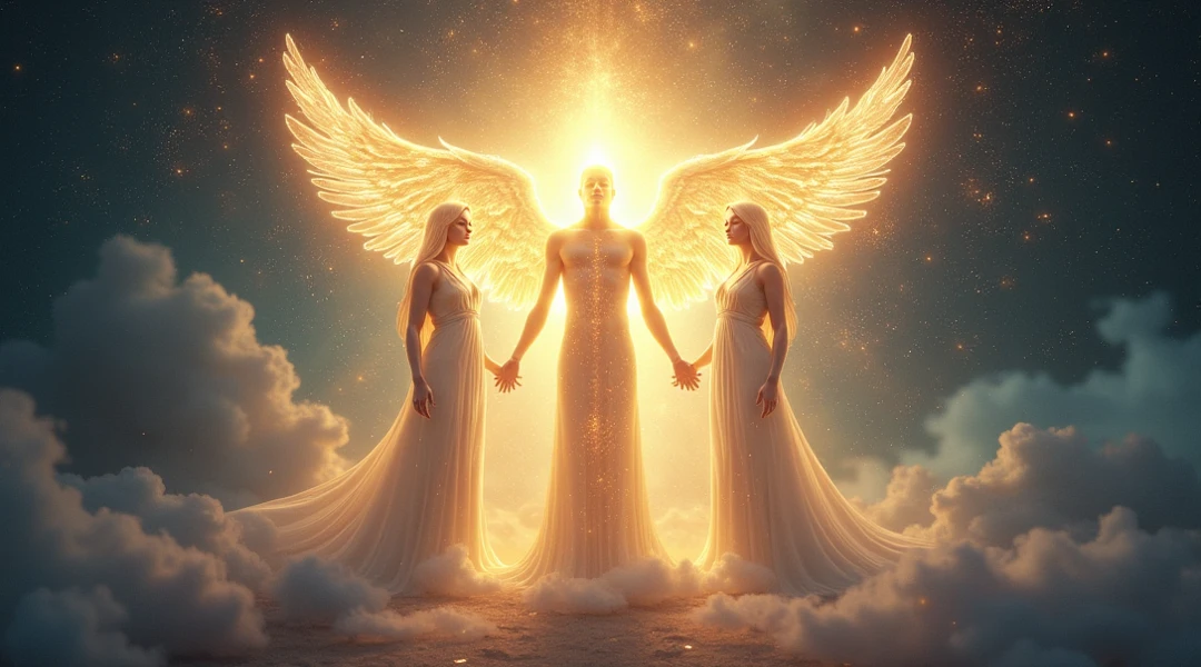 In appearance they were man-shaped., but each of them had four faces and four wings. His legs were straight; His feet were like those of a calf and gleamed like polished bronze.. under your wings, on four sides, they had human hands. The four had faces and wings, and their wings touched each other.