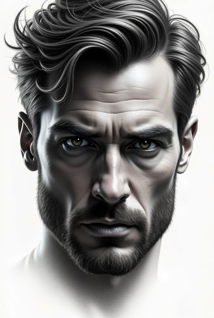 A drawing art face of a man with white background