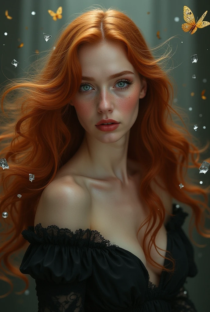 (solo, full body photo:1.3), (action packed:1.3), (haze, fog, mist:1.3), chiaroscuro, best quality, photorealistic, 1woman, (cute), (24yo:1.2), redhead, long ginger hair highly detailed, 1700'S, digital photography, art by artgerm and ruan jia and greg rutkowski surreal painting gold butterfly filigree, broken glass, (masterpiece, sidelighting, finely detailed Fashionable eyes: 1.2) (perfect oval large eyes that gazes at the viewer), beautiful detailed face, blue gorgeous perfect eyes, (blonde hair ponytail), (attractive young woman:1.3), (thick amazing hair), (seductive:1.1), (blushing:1.1)