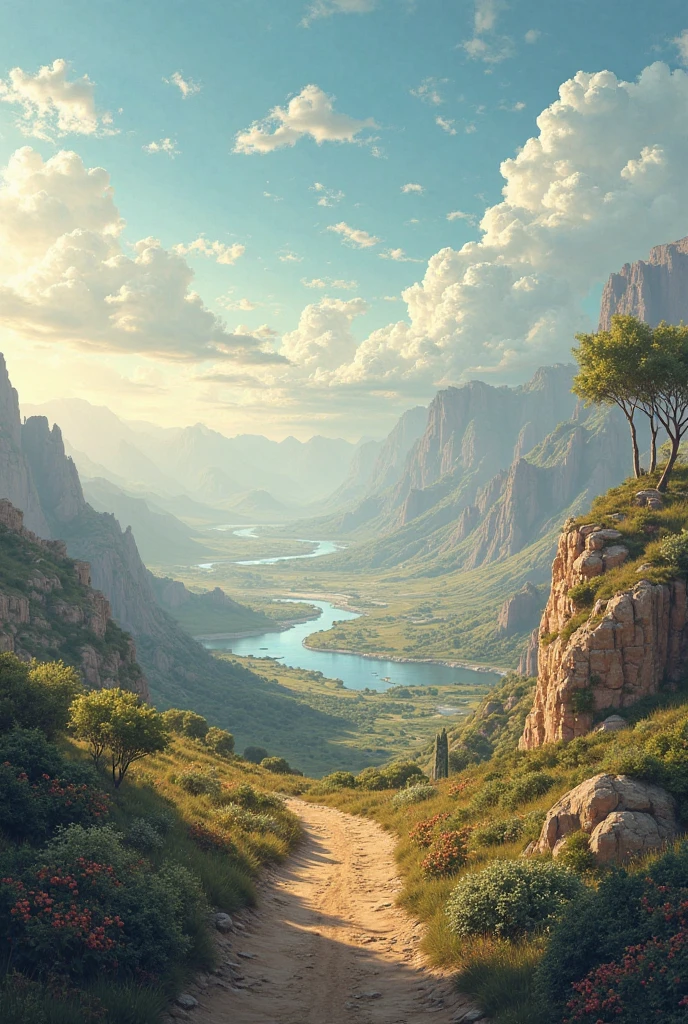 Create me 5 images of biblical landscapes