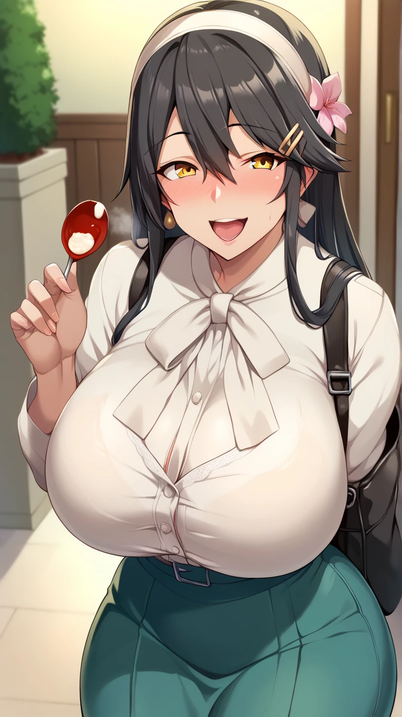 score_9, score_8_up, score_7_up, score_6_up, score_5_up, score_4_up, BREAK source_anime, anime screencap, OharaPaldeansWinsXL, 1girl, solo, looking at viewer, smile, open mouth, black hair, holding, Unedited,Uncensored, portrait,huge breasts,puffy nipples.torn clothes ,very cum,Face on cum,breasts on cum,naughty face, outdoors, masterpiece, best quality,1girl, (masterpiece:1.2), best quality, best shadow, deepthroat, throat_bulge, irrumatio, oral, x-ray, heart-shaped pupils, penis, cum, cum in throat, large penis in throat,
