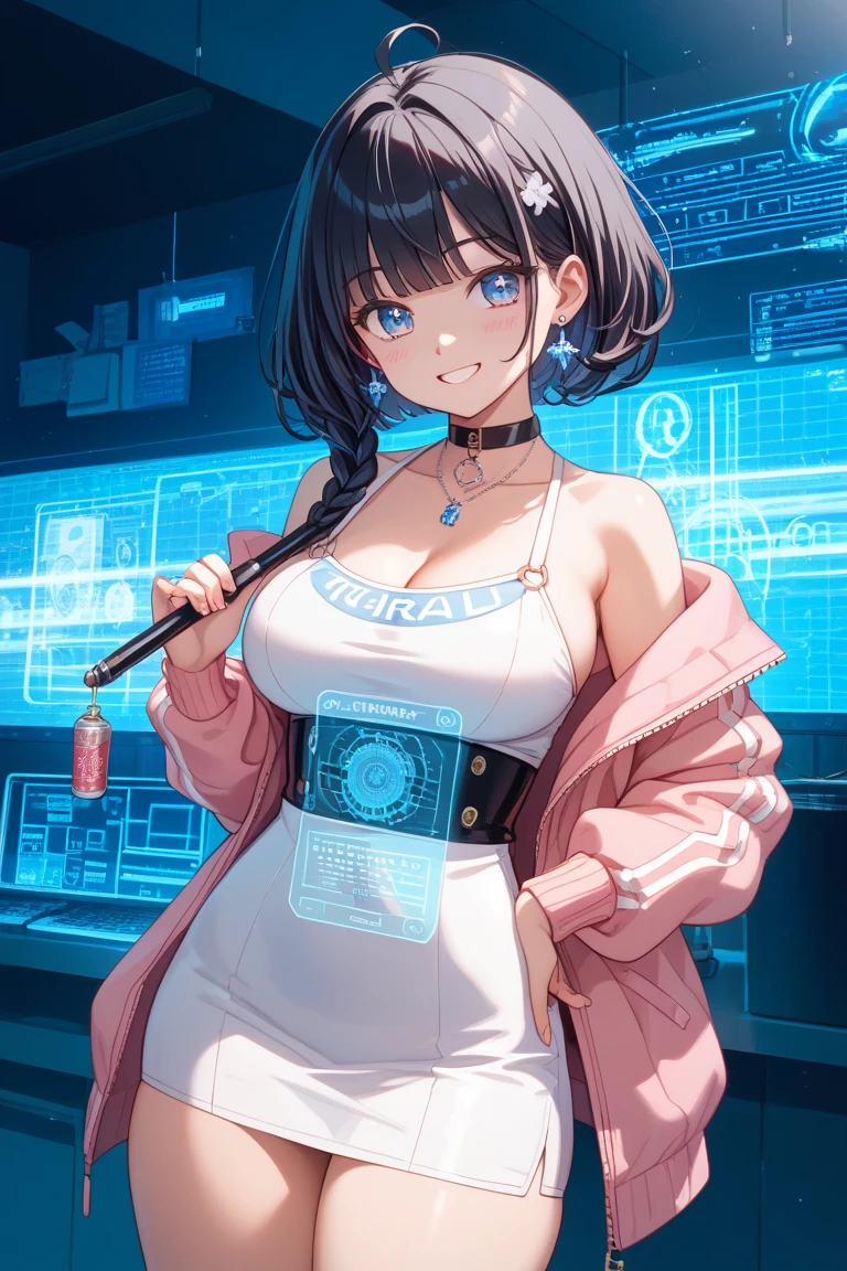 Cinematic lighting、(key light:Front diagonal 45 degrees, fill light、Faint Backlight、shadow), accurate human body、detailed person、Correct five-finger、RAW photo、 4K - ultra-vivid、highest quality, masterpiece, ultra high resolution, (reality: 1.4),
(((oil skin,sparkling skin、realistic skin texture、detailed beautiful skin、shiny skin、shiny skin)))、
upper body shot, camera angle is low, Depth of the bounds written, Focus on the center, fine eyes, perfect face and eyes、
At the amusement arcade, game console, game machine,
girl, short bob black hair, , black Hoodie with pockets, plaid miniskirt, purple collar, black face mask, piercing,
big breasts, slender, standing , naughty,
zettai ryouiki, absurd resolution, absurd detailed, best quality, (((big breasts))), grab your chest、shake、(moving line, motion blur), (((Lightweight off-the-shoulder sweater)))、White skin、(((Bitch、sexy bitch、Super heavy makeup,ga yaru makeup)))、full shot, (Ahegao:0.5)