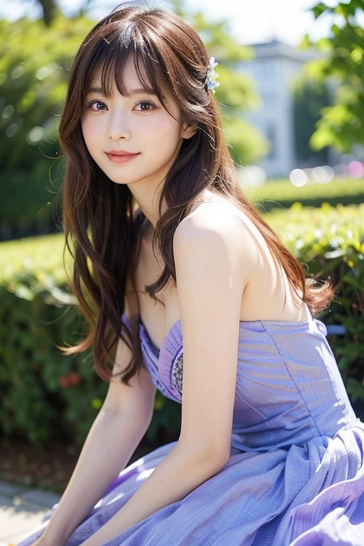 smile,((NSFW)),(Best Quality:1.2), Female dog,(Female organ:1.1),8K, Raw photo, Beautiful sexual woman, ((Her naked lower body is visible under her clothes.、股間のFemale organが見えている:1.3)),Detailed face and eyes,(((Alice in Wonderland:1.3))),whole body,amazing,((A fairy-tale, unrealistic world:1.2)),In the garden with a fountain