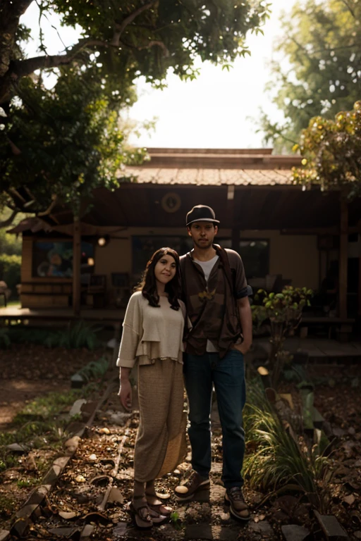 A hut in the mountains by day, shows José and Trinidad, two indigenous people from Ecuador who are a couple and are going down to the church.