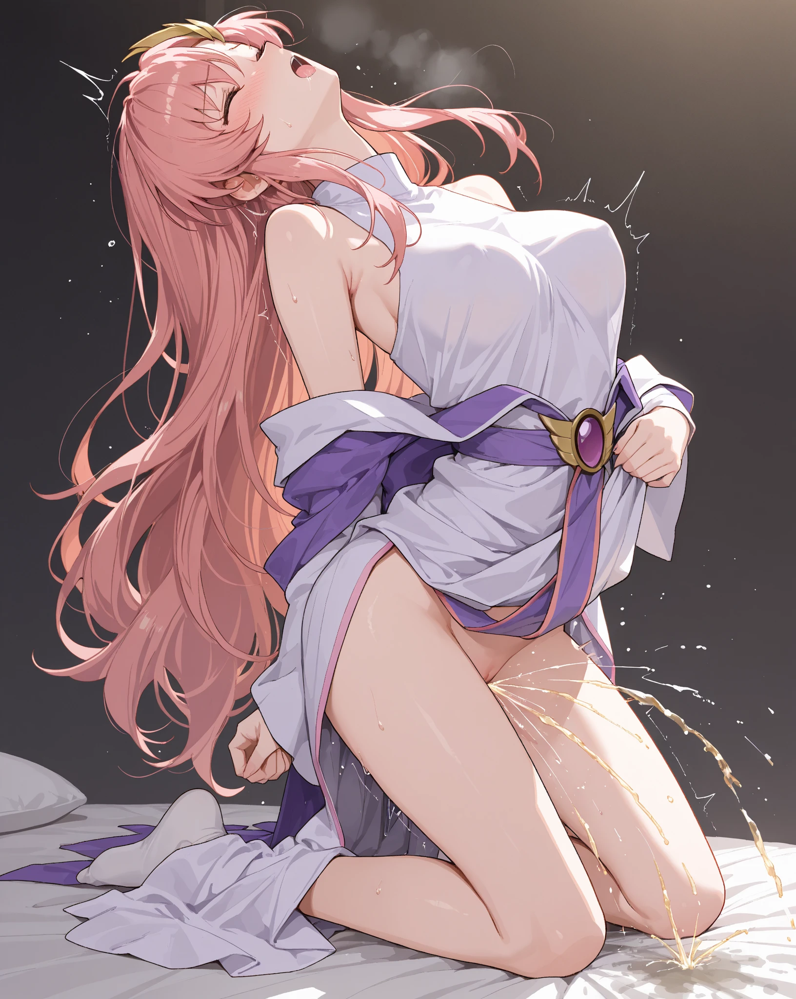 nsfw, (1 woman:1.4), (1 guy:1.4), doggystyle, sex from behind, top-down, male out of frame, huge male, size difference, bottom-up, sweaty, steam, tears, saliva, head on floor, messy hair, drooling, large penis, creampie, (transparent negligee female, tight fit:1.2), three quarter view, (head down, looking down, cheek on floor), rough sex, head titled, from side, faceless male, girl focus, close up, ass grab, pinned down, hair strands dungeon floor, stone floor, titled head, stone wall, hand on head, grabbing head, heavy breathing, (small breast:.14), opened eyes, sad face, blushing face, lacus clyne