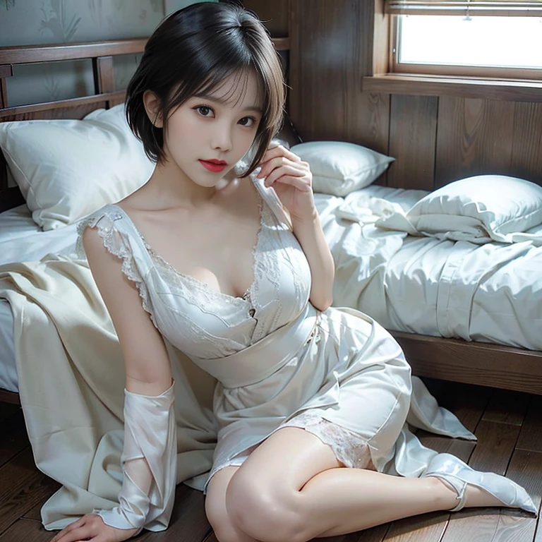 photorealisim、top-quality、超A high resolution、a picture、Exquisitely beautiful photos of Scandinavian-born women、Extraordinary beauty、Highlights of cheek luster、perfectbody、Biologically accurate、Detailed cute and beautiful face、(pureerosface_v1:0.008)、Beautiful bangs、Glowing white shiny skin、Bangs between the eyes、shiny and beautiful hair、Silky hair、High-definition eyes、Beautiful, Bright and clear, Big eyes shine charmingly、eye liner、Double eyelids、Full body like、dismay、red blush、embarrassed from、glares、 shiny little necklace and earrings, shiny lips: 1.4, humiliated、impatience、dismay、(Frightened:1.8)、glares、Soft breasts、cleavage of the breast、hiding chest with hands、hide crotch with hands、lift up one's skirt、red blush、embarrassed from、I see underwear、Open knees、open one's legs、Masturbation behavior、Disheveled clothes、Dressing、White blouses、Stockings、Wearing sweat、Neat and clean woman,22 years old, 1 persons、(Dark blue suit: 1.8),(tight skirts:1.8)、Masturbation behavior、sexual excitement、a large amount of white mucus、Wavy Hair, bangs flowing diagonally, Medium Hair,、a blond、White-silver hair、Brown hair、Blue-gray eyes、 In the hotel in the middle of the night, Sit on the bed、