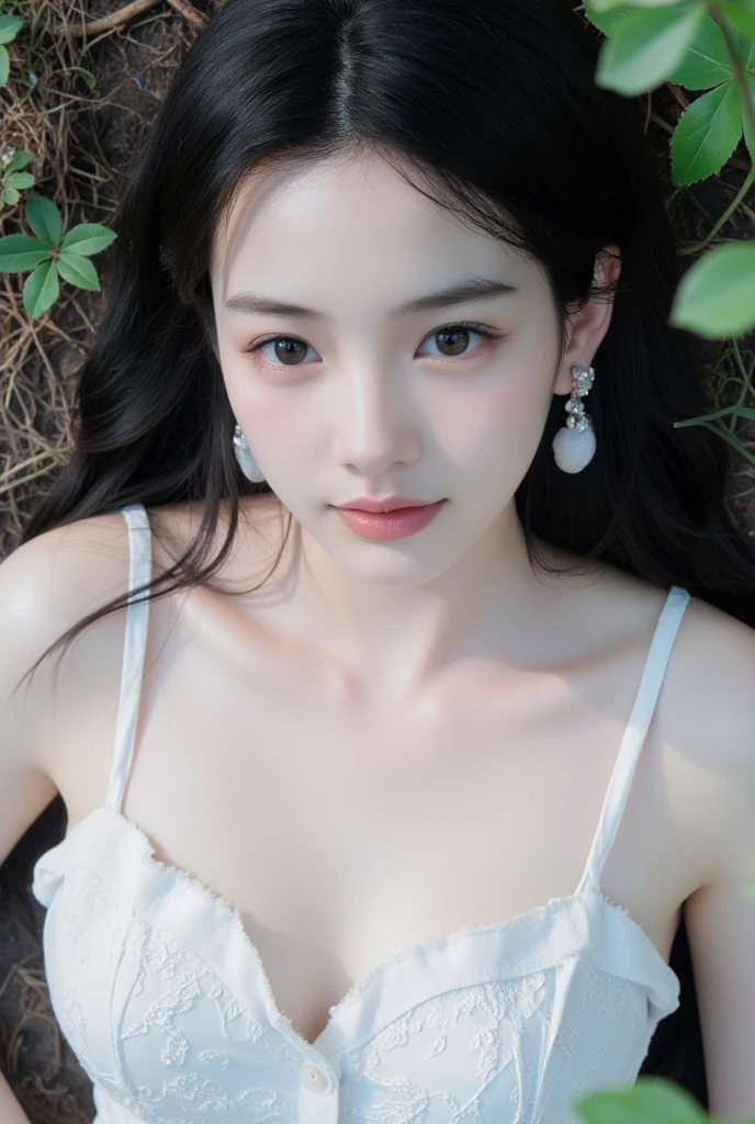 (best quality, 8K, 32K, masterpiece, Ultra HD:1.2),Photos of beautiful Japanese women, Large Breasts, Super Short Bob Hairstyle,Upper Body,(Oversized_sweater,:1.1) necklace, Simple background, look around