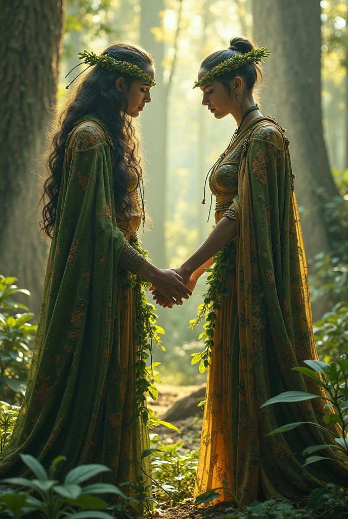 create images of communication warriors in the forest