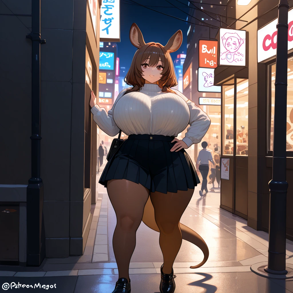 1woman, Pregnant goddess, mature, bunny girl, black bodysuit, fishnet leggings, fishnet top, wavy long brown hair, bunny ears, hair over one eye