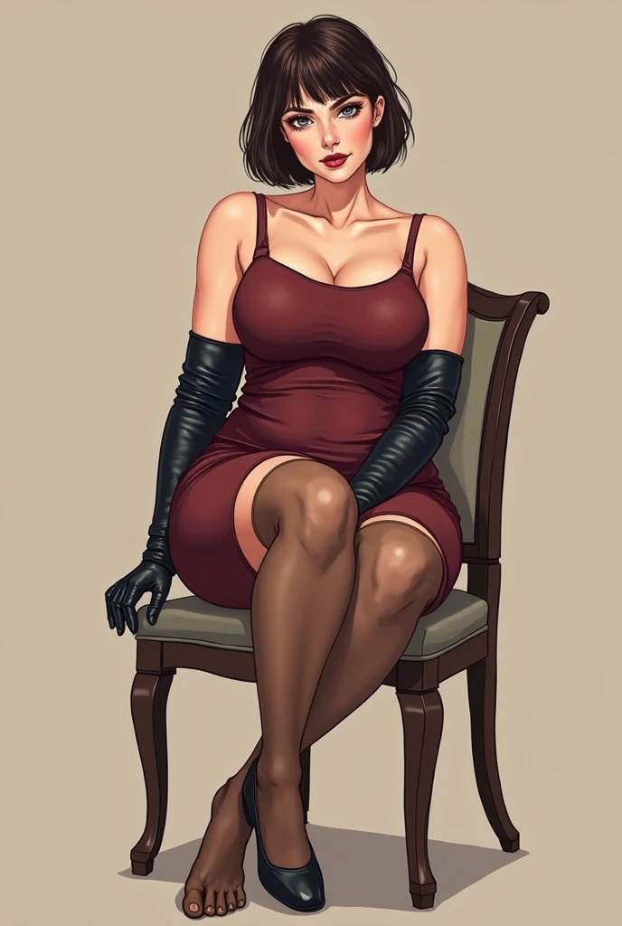 Sexy madgal with long black gloves and red top and pantyhose with short leather skirt and red high heels and whip handjob dominatrix