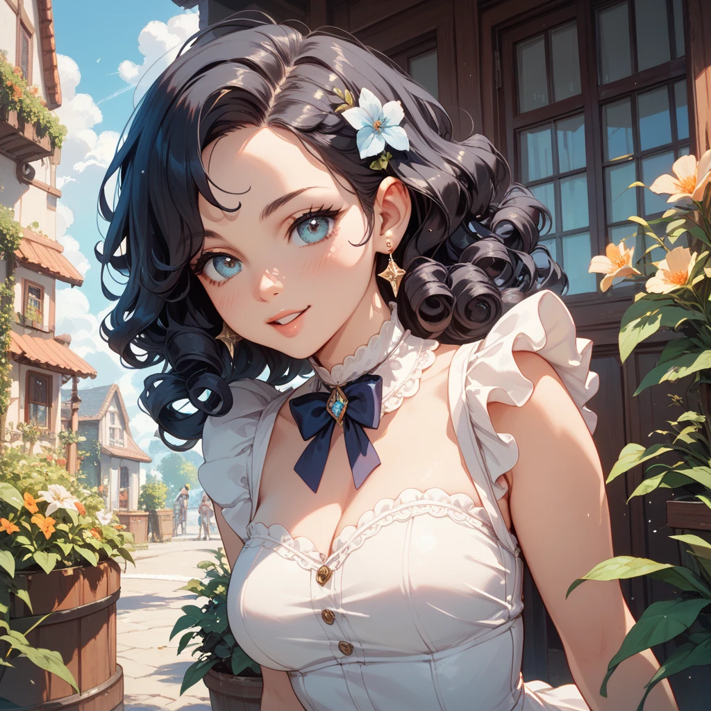 Minicara-style
2~3 size
Split the center with long black hair
loose curly hair
The mouth that raised the corner of the mouth
white tight mini dress
stilettos
Confident々Expression
