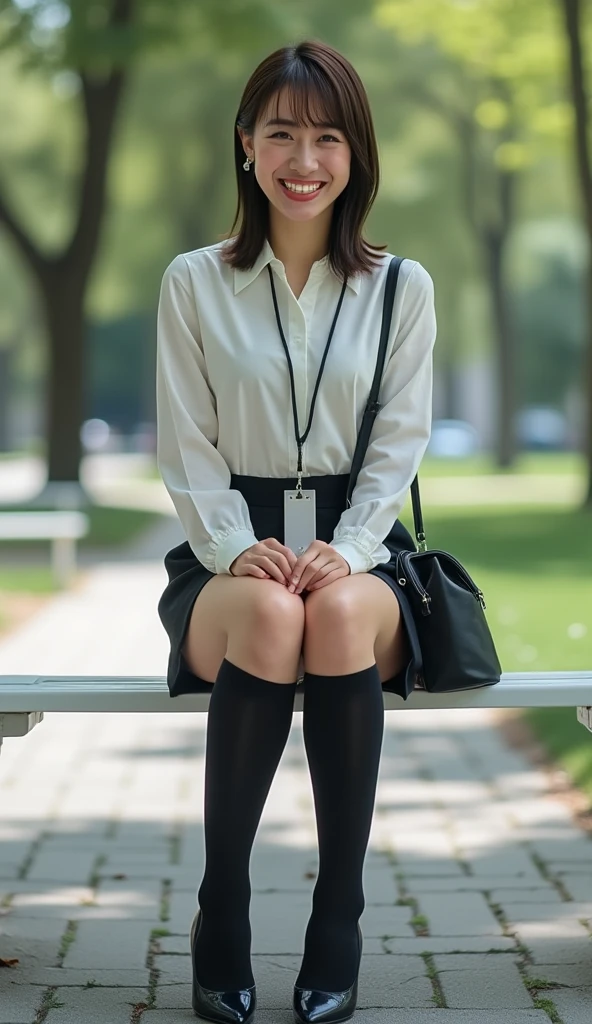 Burmese cute lady,Round face,short,chubby,black bob hair with bang,wearing Cute outfit, sitting on the long wooden bench from the park with her friend ...(8k),(uhd),(high quality photos output),(ultra-realistic),(flim photography)