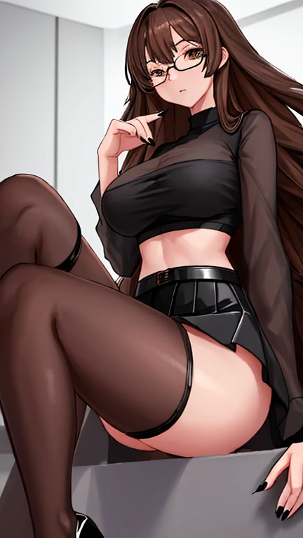 High resolution, adult woman , good lighting, despicable, , (No nudity), (((leather bikini))), (()), (((leather thigh high boots))), (garter belt), abdomen only, (Mansuji), , cute face, I'Iは恥ずかしくて赤面します, humiliating, ((spread your legs wide)), ((sit))