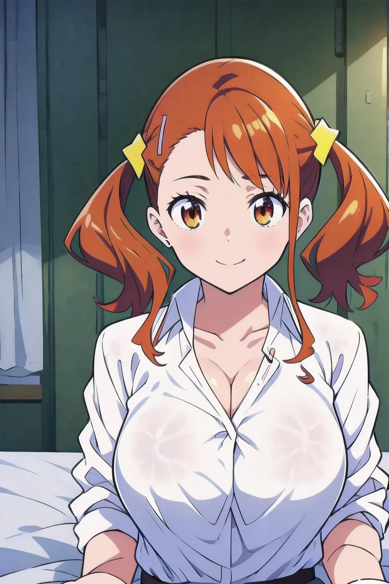 inoue orihime, brown hair, brown eyes, long hair, hairpin, hair ornament, (incredibly absurdres),
BREAK
huge breasts, nipples, open mouth, happy, blush cheeks, (underboob:1.3, shirt), no bra, stomach, short sleeves ,
BREAK
hetero, (hetero couple),(sex:1.5),(vaginal),spread legs,lying,on back,penis,cum in pussy, (focus on girl), nsfw,