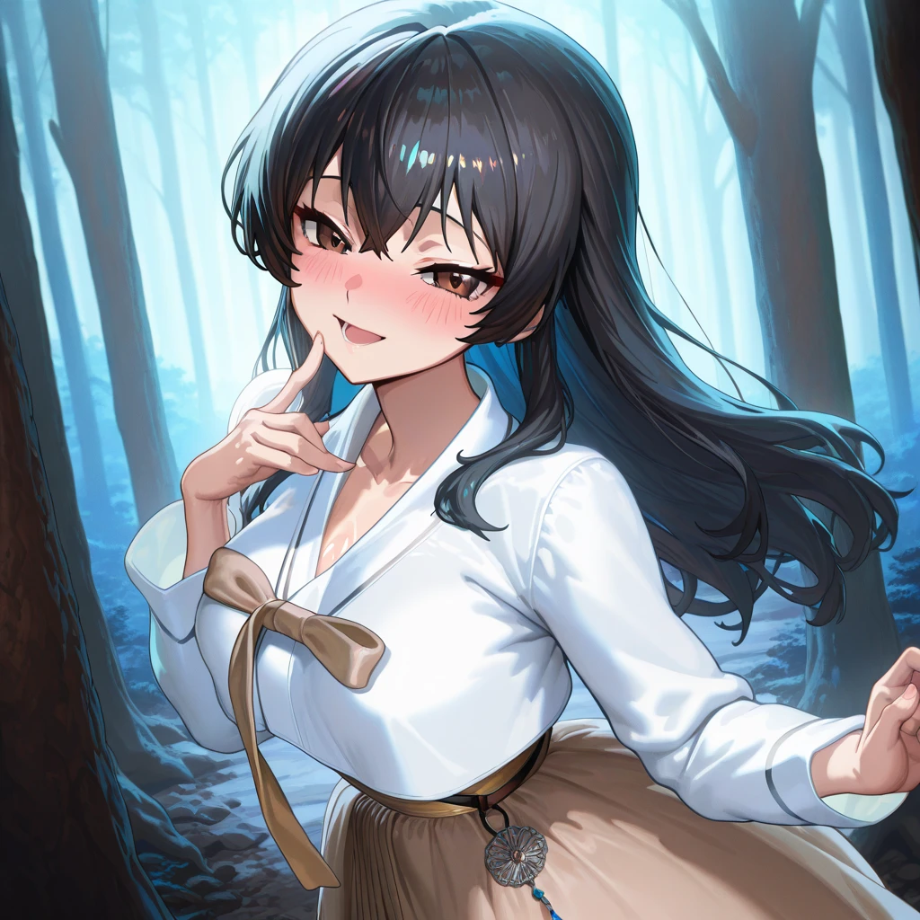 (ultra hyper-detailed、Hi-Def、Kyoto Animation Style Anime Illustration、Top Quality Official Art Feature:1.6)、、Detailed beautiful face and eyes、Highly detailed body、Nice hands with very detailed hair、perfect hand、beautifull hands、(1girl in:1.4)、(Chibi:0.8)、(kawaii:1.2)、(a cute:1.2)、(boobs loli:1.5)、1 girl、(medium chest、Beautiful breasts、cleavage looks bigger、Black hair、Long hair with trimmed hair,Twintail、 long sleeves:1.5)、(Dynamic angles、Looking at the camera、Upper body body、Ninja bandana,Black Ninja Jacket,Ninja pants,Ready with bitterness、Character Focus:1.2)、1 Focus on girls,(Medium、Black hair、Semi-long hair with trimmed hair)、break、Ninja covered building,Ninja Garden,Ninja dwelling,Mountains and forests background,