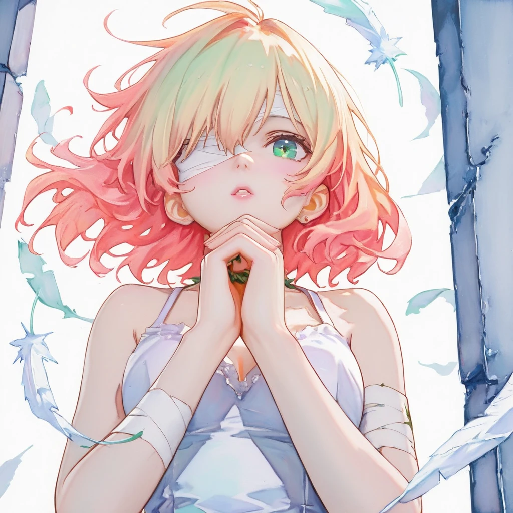 (hyper extreme detailed,masterpiece,best quality:1.2),(watercolor:1.1),dynamic angle,floating,beautiful detailed glow,1girl,solo,sfw,white long hair and fox ears,red eyes,bangs,parted bangs,eyes visible through hair,sidelocks,hair intakes,small breasts,veil,bare shoulders,navel,starry sky,desert,floating sand flow,colorful bubble<lora:8ymmmz95t7jn_neg_bdsqlsz_V2:1>