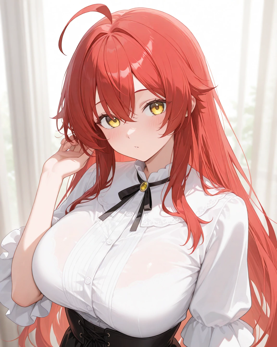 masterpiece, (photorealistic:1.4), best quality, beautiful lighting, makima \(chainsaw man\), (red hair)+(long single braid)+(bangs), yellow eyes, golden eyes, (ringed eyes), (white shirt), (necktie),Prepare to be amazed by the astonishing level of detail in this ultra-realistic 10k high resolution artwork, where the fusion of Digital Painting, Anime Art, (masterpiece: 1.5) (photorealistic: 1.1) (bokeh) (best quality) (detailed skin texture pores hair: 1.1) (intricate) (8k) (HDR) (wallpaper) (cinematic lighting) (sharp focus )1 girl, solo, big breasts, cleavage, nipples, nude, bound, bdsm, bondage, rope, gag, gagged, shibari, ball gag