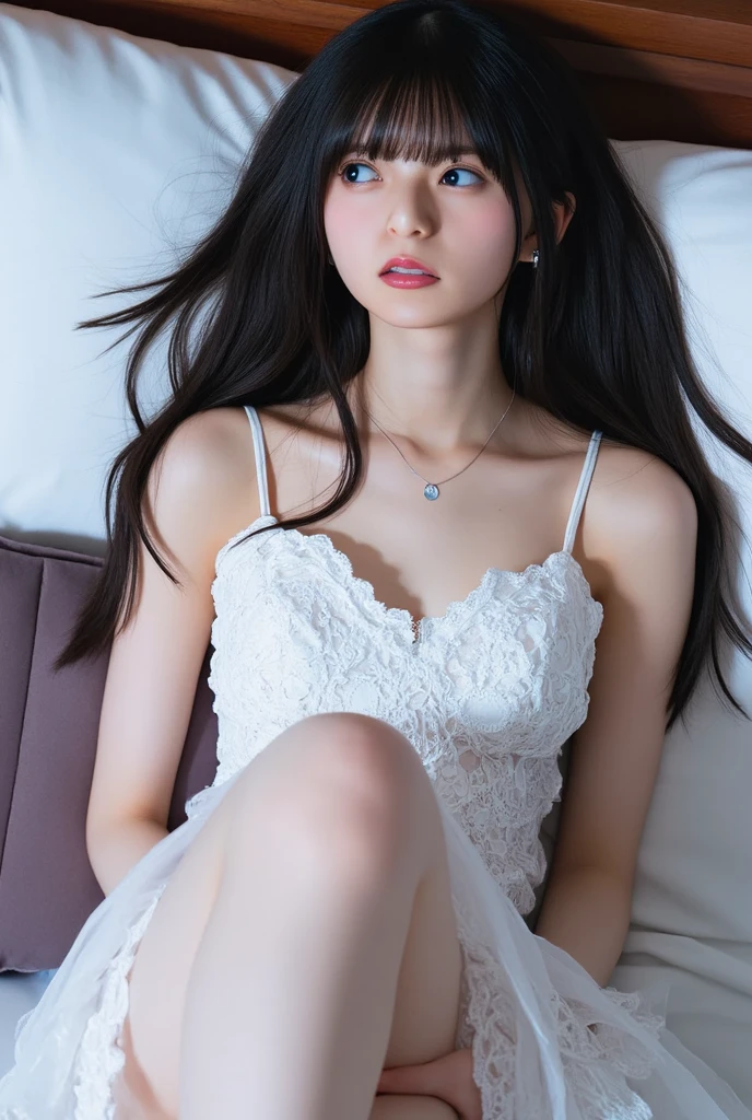 (((best quality))),(((ultra detailed))),(((masterpiece))),illustration,((1 beautiful girl,solo)),((slim,thin,small breasts,flat chest)),((shoulder length straight hair)),stunning female aviation passenger,In the aircraft cabin,nighttime flight,soaring high in the sky,serene beauty,elegance,dark colors,maxi dress,gracefully flowing,delicate necklace,sparkling pendant,soft lighting,anticipation,window seat,twinkling stars,moonlit sky,tastefully decorated aircraft interior,comfortable seats,warm ambiance,entertainment options,relaxation,tranquility,serene expression,peaceful atmosphere,contrast between darkness and warmth,captivating ambiance,magical moment,essence of summer,allure of the night,enchantment of air travel