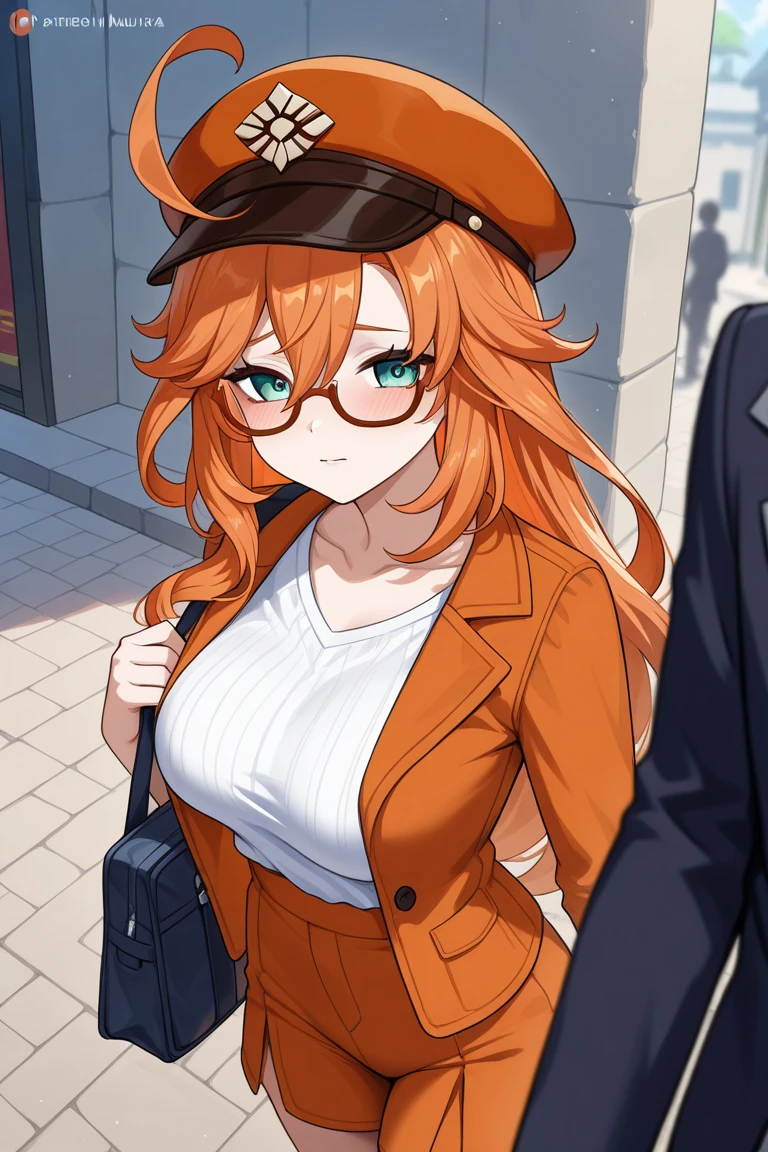 itsukinakano, Itsuki Nakano, bangs, blue eyes, Hair between the eyes, Ahoge, Redhead, star \(symbol\), hair ornaments, star hair ornaments,happy smile, smile, Open your mouth,blush,Akabuchi Glasses,Big Breasts,Long braids,One-shoulder sweater,Long skirt,Black pantyhose,short boots,Daytime,walking,whole bodyがイラストに入るように,crowd, people々々,
break indoors, Shopping mall,
break looking at viewer, whole body,
break (masterpiece:1.2), highest quality, High resolution, unity 8k wallpaper, (figure:0.8), (Beautiful fine details:1.6), Highly detailed face, Perfect lighting, Highly detailed CG, (Perfect hands, Perfect Anatomy),