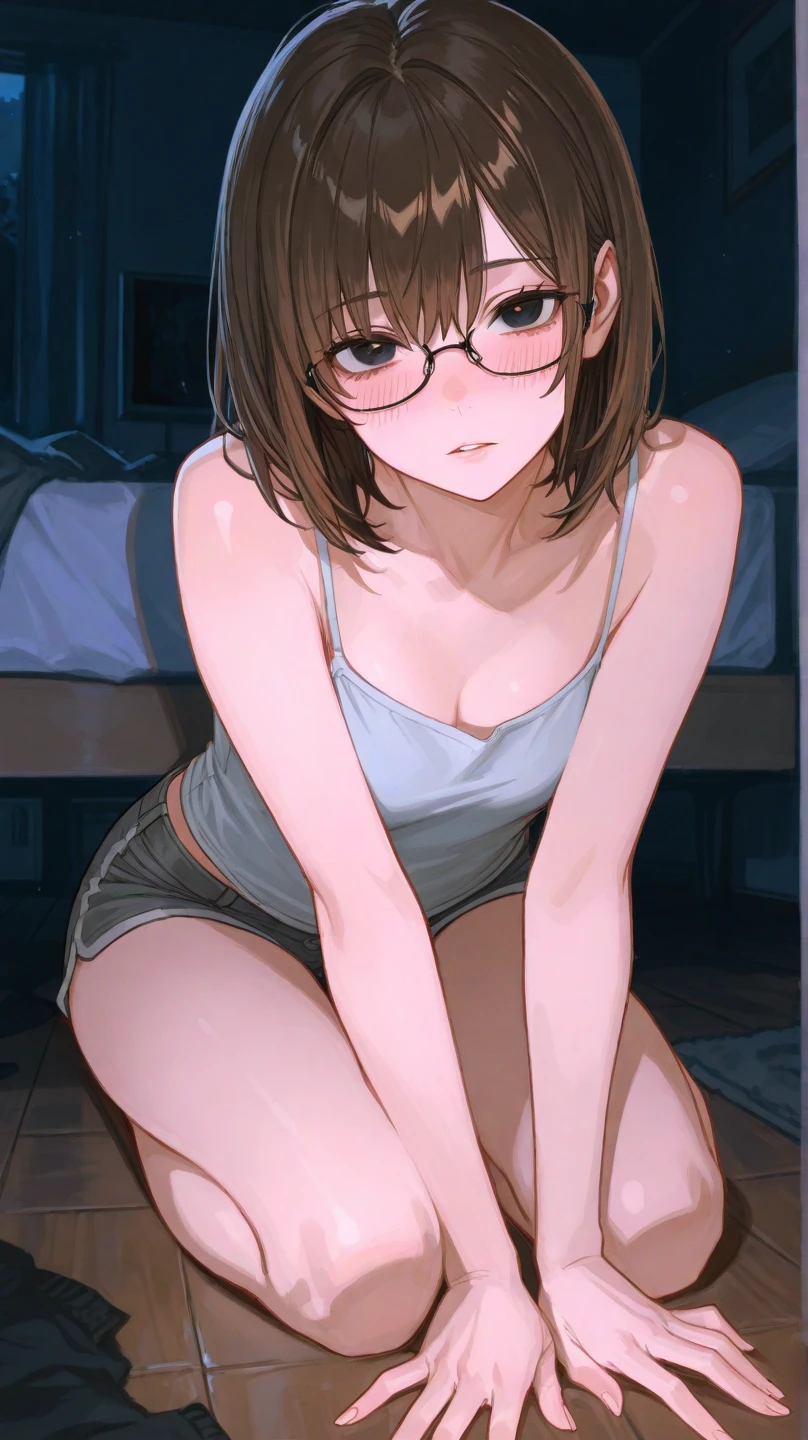 natural lightning, photography illustration, crying face, brown eyes, short cut hair, full nude, naked, nude, pussy, pussy shot, (having sex:1.5),