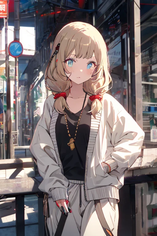 anime girl risque outfit yet cover skin, posing for photoshoot, masterpiece, best quality, high quality, wearing sunglasses near nose, one eye open, smiling