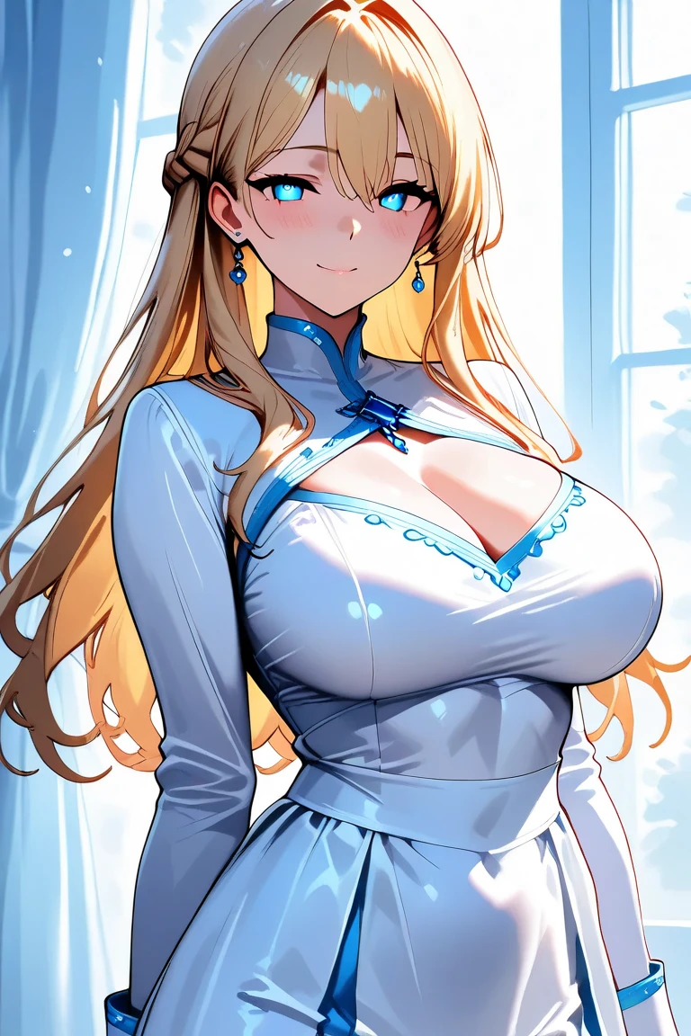 Artoria Lancer, mature woman, elegant, blonde hair, green eyes, casual clothes, crown, white cape, fur trim, portrait, upper body, curvaceous, 4k resolution, high quality,skirt lift,show off detail pink panties,squatting, spread legs,