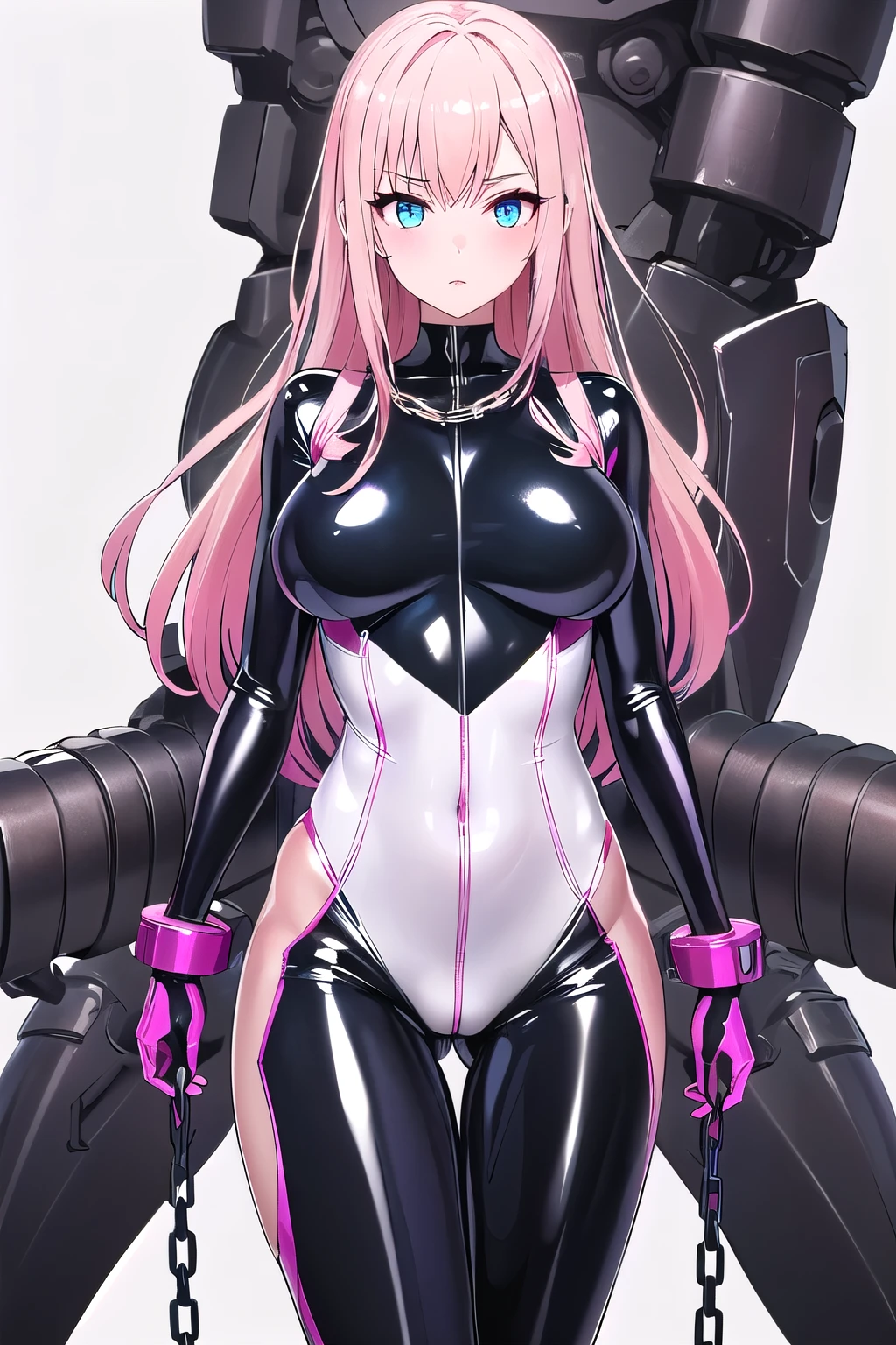 (8K, top-quality, masterpiece:1.2), (reallistic, Photorealsitic:1.37), Super Detail, One girl,), (Highly detailed), (beautifully detailed eyes), (of the highest quality), (super detailed ), (masterpiece), (Detailed face),20yr old, ,1 girl, ((pink hair,long hair)), medium breasts, clothed, Perfect Lighting, BREAK, (metallic red and gold:1.2), (glossy robot suit:1.5), (outerwear with shoulder and chest details:1.3), (tight innerwear with high neck:1.3), (bodysuit:1.3), (boots:1.3), (metallic accessories:1.3), (woman:1.2), (1 girl:1.2), BRAKE, (upper body to thighs:1.2), (pink long hair:1.2), (smiling:1.2), (facing forward:1.2), (seiza:1.3), (future city:1.2), (backlit by sunset:1.2), (blindfold:1.3)
