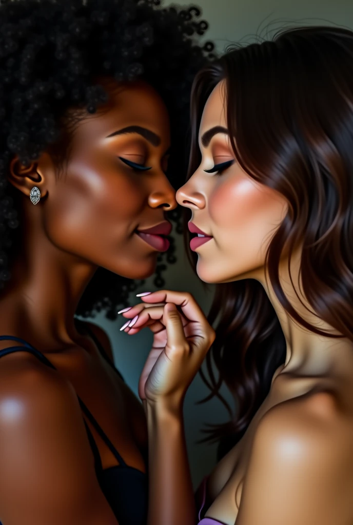 Brown skinned girl naked girl kissing her brown skin tones are dark tanned