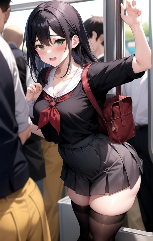 Very detailedな CG Unity 8k 壁紙, highest quality, Very detailed, masterpiece, Realistic, photo Realistic, Very detailedなかわいい女の子, 18-year-old, (((Doing a skirt lift yourself))), (Lift it yourself), panties , panties focus, blush, Lips parted, Looking at the audience , Half Body Shot , (crowd), (crowded city) , Wavy Hair
