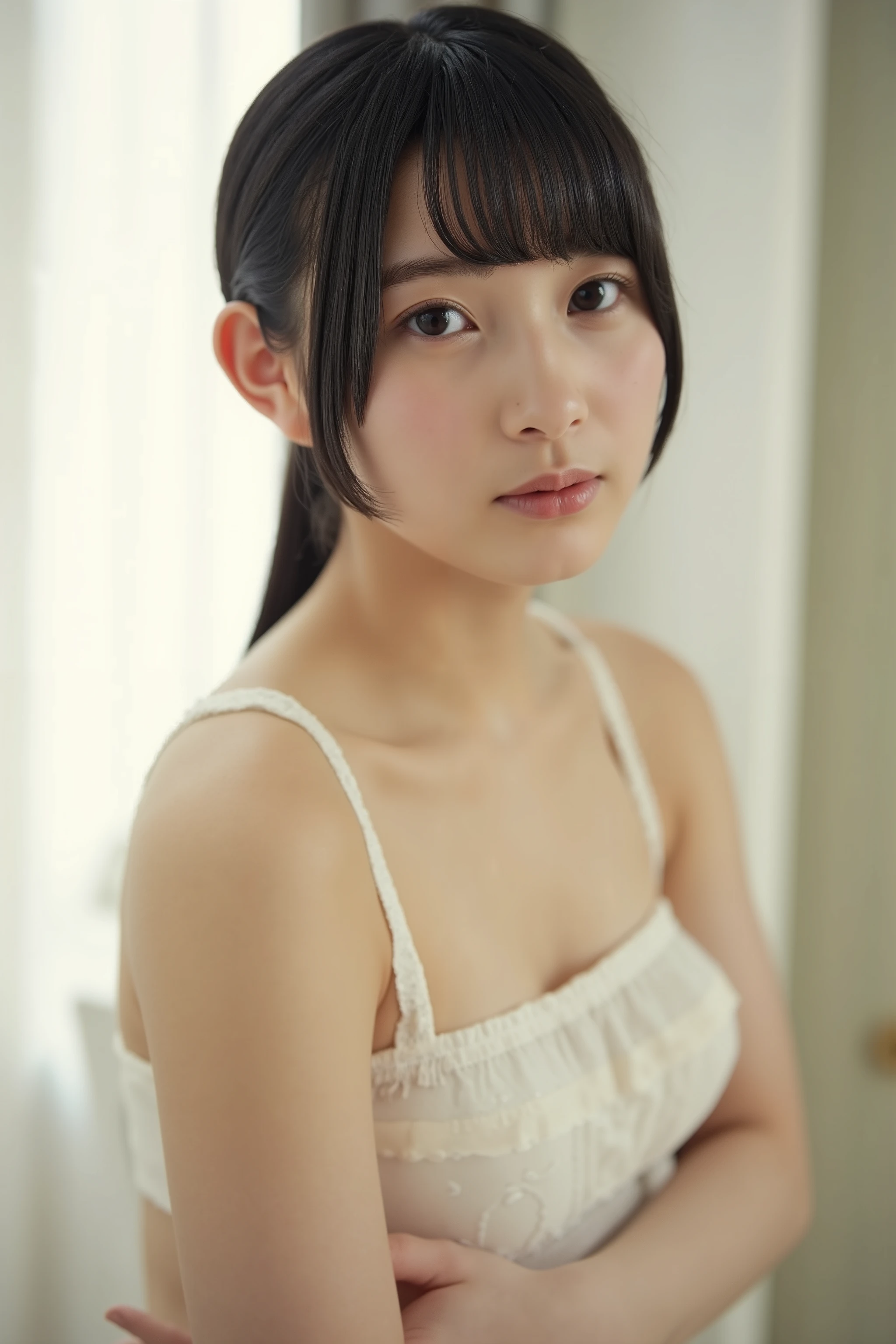 Shine beautiful face underwear 白いunderwear small breasts