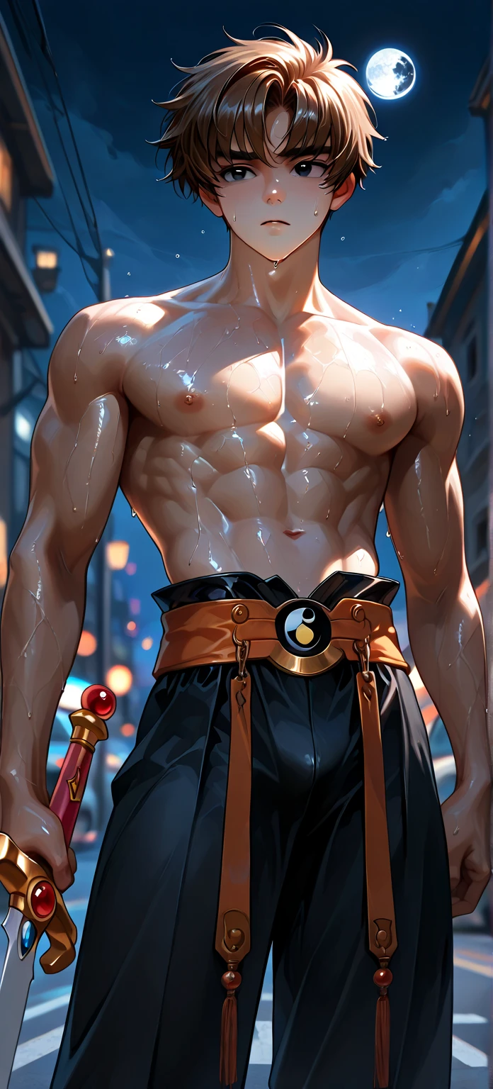 masterpiece, ((masterpiece)), Best quality, complex parts, perfect Whimsical, gentle, a little feminine face, detailed face, Highly detailed and fine figurine, ultra-realistic, detailed body, detailed pectoral muscles, ((Boy's focus)), detailed muscles, convex,  (((A handsome boy, 17 years old))), athletic build, ((ideal body)), aesthetically beautiful, erotically tempting, seducing, offering himself With a beautiful sexy tango panti With round perfect buttocks, Rear view from bottom to top muscular, sweaty after a workout, In a Venetian mask with peacock and bird of paradise feathers, In White, red and gold colors, diamond chips all over the body , Watercolor, in the style of Caravaggio 