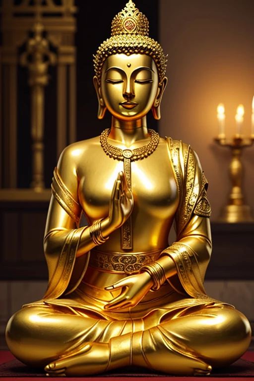 gold huge Great Buddha Sun Goddess of Light delicate Background gold