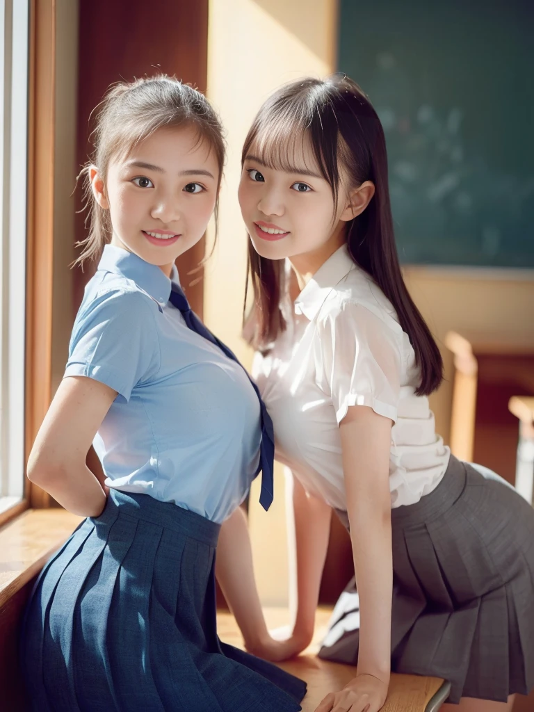 Japan women、1 persons、20yr old、college aged、fullnude、Be undress、Cute hairstyle、fullllbody、cowboy shot、Anatomically correct、Balanced body shape、Beautiful 、Show pubic hair、Classroom、in sexy pose、Super Detail、high details、Best Quality、 hight resolution、in 8K
