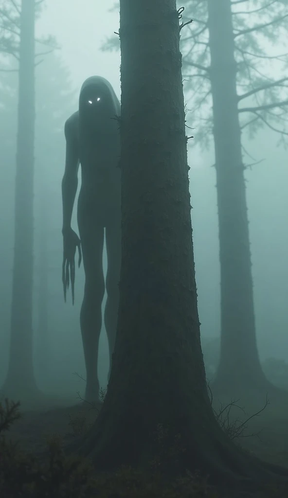 slenderman, em uma floresta a noite 