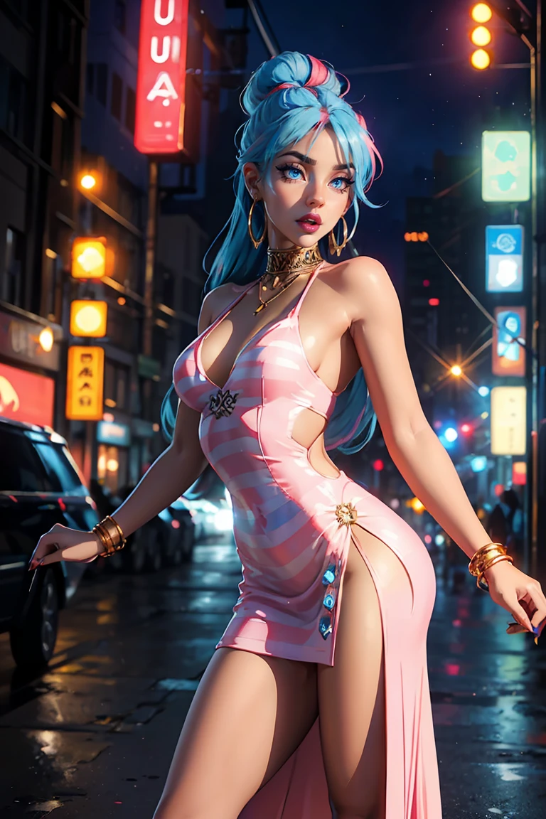 masterpiece, best quality, 1girl, ives , Mecha, beautiful lighting, (Neon light: 1.2), (night: 1.5), "masterpiece, best quality, 1girl, full-length portrait, sensual pose, green eyes, multicolored hair+silver:1.3+red:1.2+purple+yellow:1.3+green:1.3, sculpted legs and tempting curves, full breasts, pretty face, lots of water drops, cloud, Twilight, open plan, Watercolor, Neon light: 1.2, night:1.5, Mecha, beautiful lighting, bright neon light: 1.2, unforgettable mysterious night: 1.5"