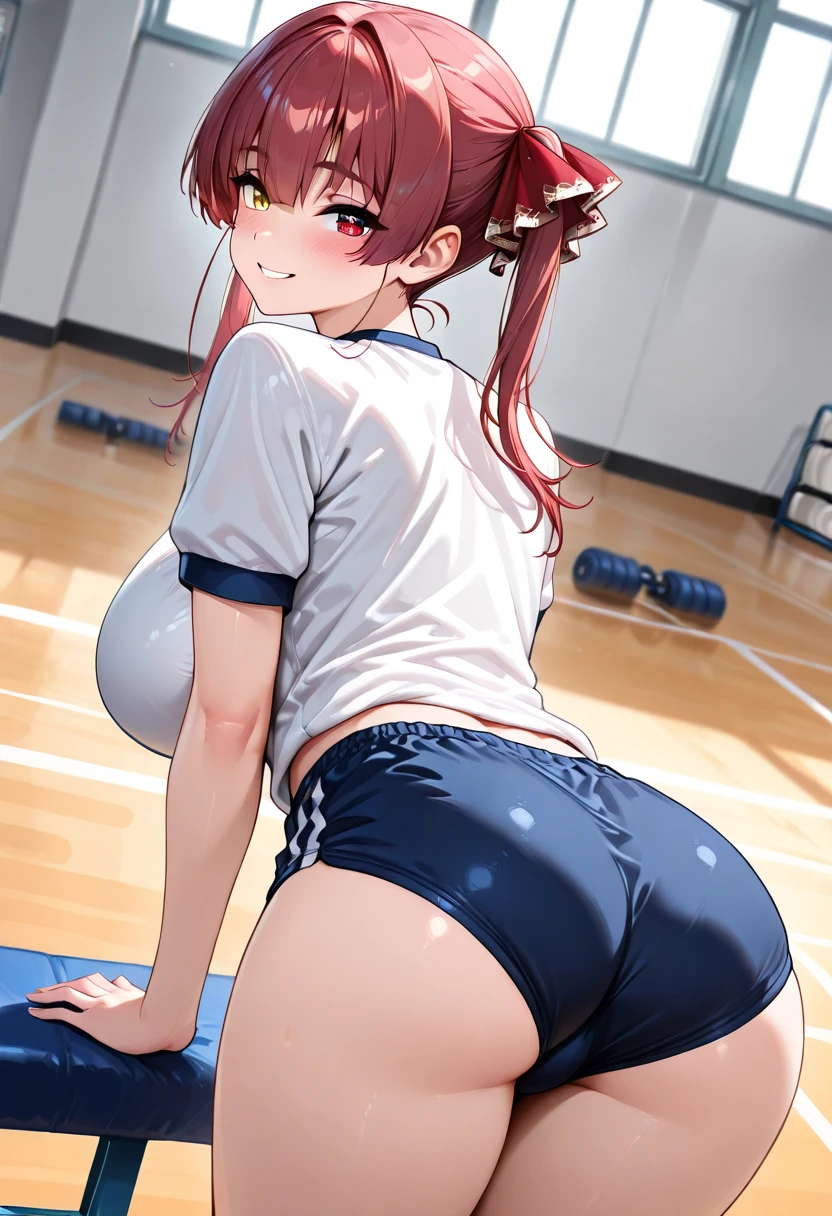 (8K,Highest quality,masterpiece:1.2),(detailedな瞳),(detailed),(detailedな手指),High quality CG Unity 8k Huge file size,Two arms、Two hands、Ultra fine,High resolution,Beautiful Eyes,woman、Ray Tracing,Dramatic Shadows,delicate,Hyper Detail,((Volleyball Player))、Bloomers、Red Hair Long Hair、gigantic breast、Big Ass、Big thighs、(Very wet)、Cowboy Shot、Blushing、(Facing the front of the body)、((squat))、very hot、Sweat a lot、(((White Breath)))、(((Haa)))、Embarrassing、((View your viewers))、(School classroom background)、((Spread your legs wide))、(Keep your hands behind your head)、Open your mouth vertically a little、(I can see my belly button)、(Show your side)、Composition looking up from a little below.