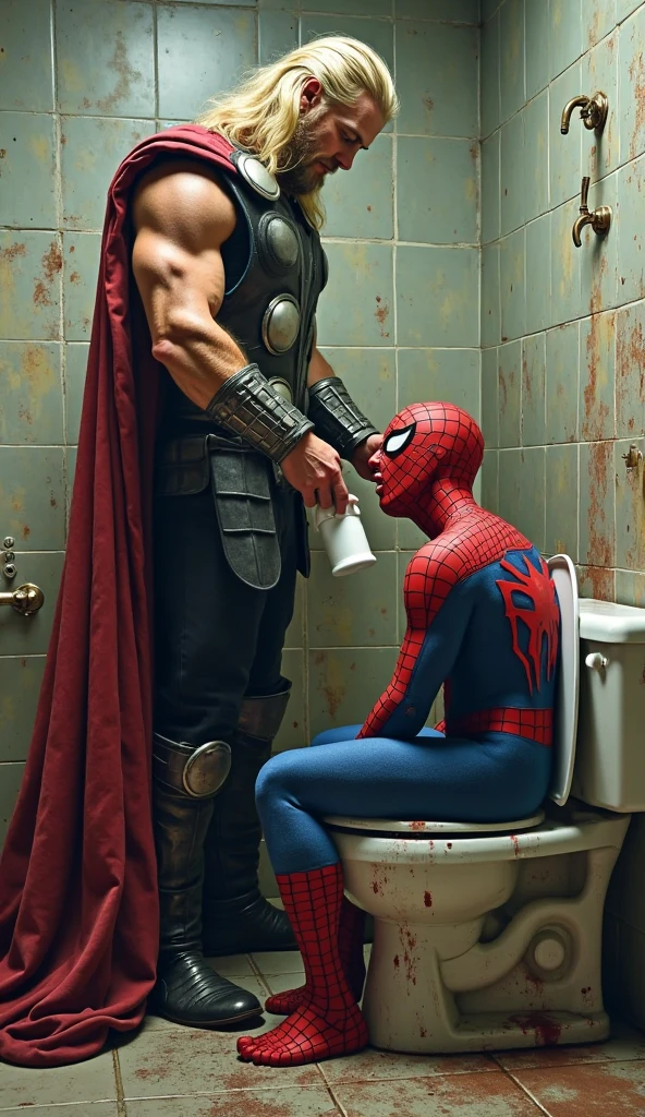 pale skin woman get fucked by marvel deadpool in bathroom full body